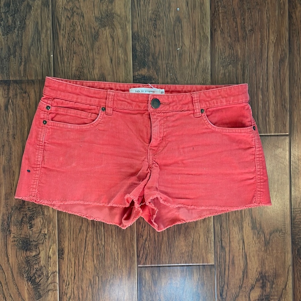 Forever21 life in progress tangerine orange corduroy cutoff shorts